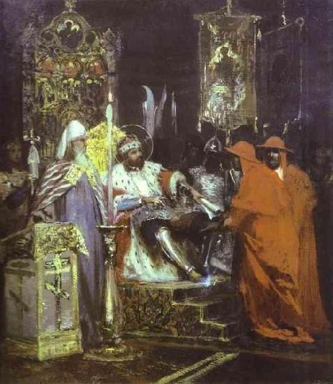 Henryk Siemiradzki Prince Alexander Nevsky Receiving Papal Legates Germany oil painting art